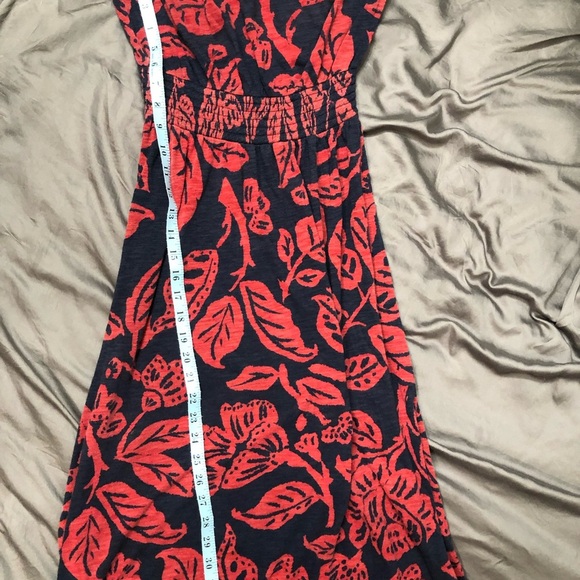 Small Navy blue and red strapless cotton dress, long - Picture 9 of 11